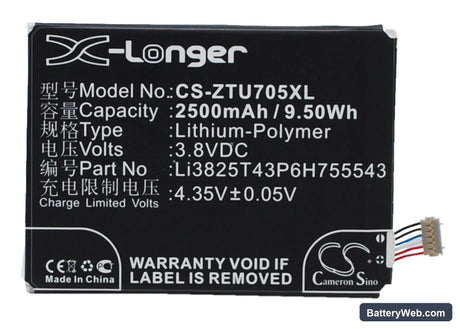 Telstra Tough Max Replacement Battery, 3.8V, 2500mAh, Li-Polymer 1