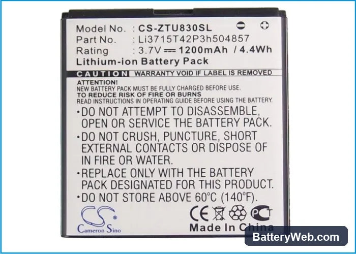 AT&T Z922 Replacement Battery, 3.7V, 1200mAh, Li-ion 5