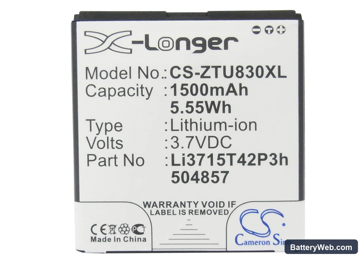 ZTE Z768G Replacement Battery, 3.7V, 1500mAh, Li-ion 5