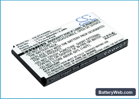 ZTE V190 Replacement Battery, 3.7V, 600mAh, Li-ion 1