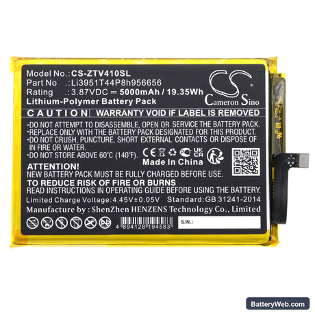 ZTE Blade V40 Replacement Battery, 3.87V, 5000mAh, Li-Polymer 3