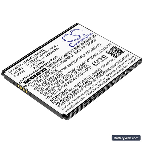 ZTE Blade Vantage Replacement Battery, 3.8V, 1450mAh, Li-ion 1