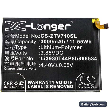 ZTE Blade V7 Max Replacement Battery, 3.85V, 3000mAh, Li-Polymer 3