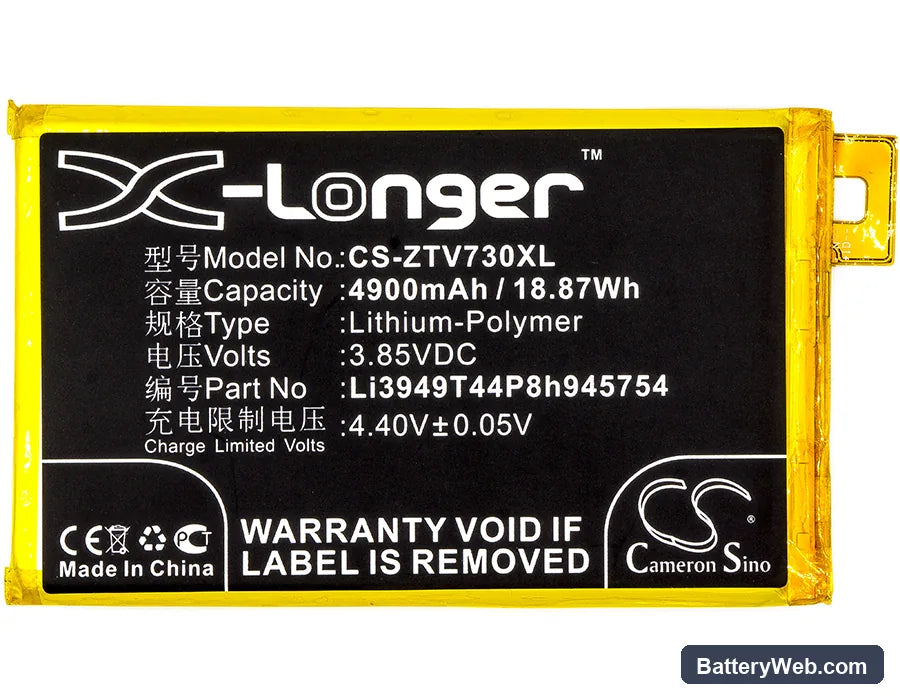 ZTE Blade A2 Plus Replacement Battery, 3.85V, 4900mAh, Li-Polymer 5
