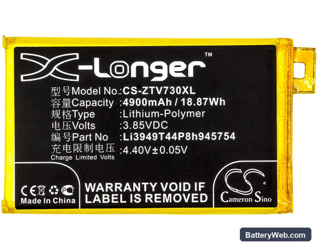 ZTE Blade A2 Plus Replacement Battery, 3.85V, 4900mAh, Li-Polymer 5