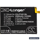 ZTE Blade V8 Lite Replacement Battery, 3.85V, 2500mAh, Li-Polymer 3