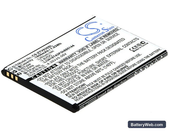 ZTE Kis 3 Max Replacement Battery, 3.8V, 1850mAh, Li-ion 1
