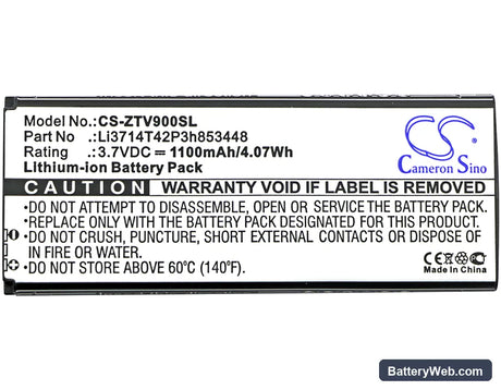 Amazing T3 Replacement Battery, 3.7V, 1100mAh, Li-ion 3