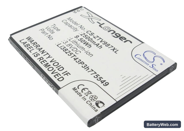 ZTE Vital Replacement Battery, 3.8V, 2500mAh, Li-ion 1