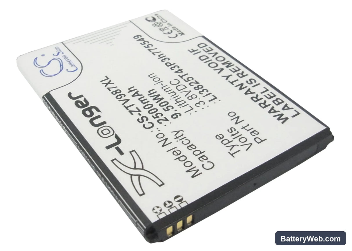 ZTE Vital Replacement Battery, 3.8V, 2500mAh, Li-ion 2