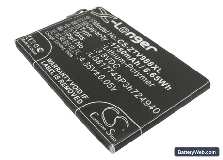ZTE Grand S Replacement Battery, 3.8V, 1750mAh, Li-Polymer 1