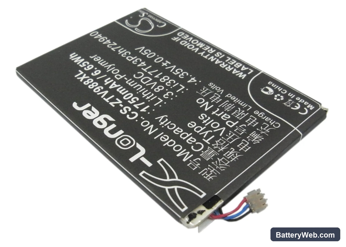ZTE Grand S Replacement Battery, 3.8V, 1750mAh, Li-Polymer 2