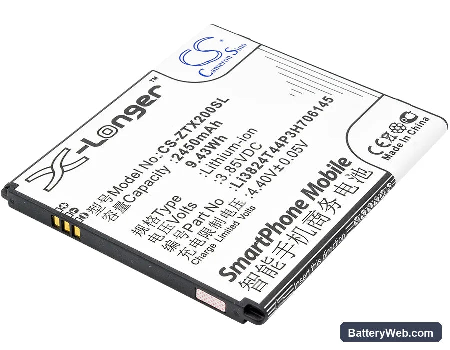 ZTE Z850 Replacement Battery, 3.85V, 2450mAh, Li-ion 1