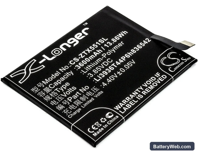 Nubia M2 Replacement Battery, 3.85V, 3600mAh, Li-Polymer 1