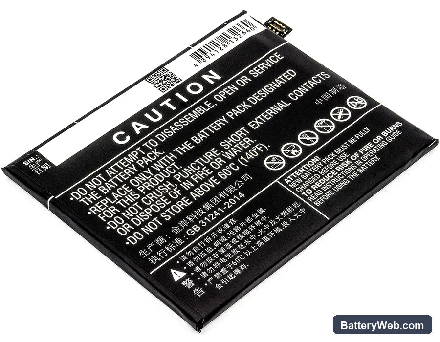 Nubia M2 Replacement Battery, 3.85V, 3600mAh, Li-Polymer 3