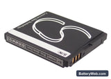 T-Mobile Vairy Touch Replacement Battery, 3.7V, 650mAh, Li-ion 3