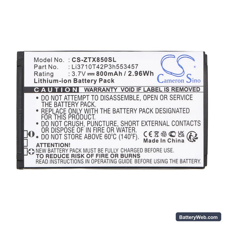 T-Mobile E110 Zest Replacement Battery, 3.7V, 800mAh, Li-ion 3