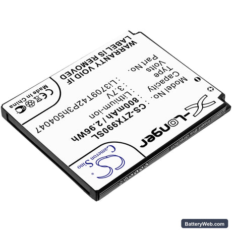 ZTE Rio Replacement Battery, 3.7V, 800mAh, Li-ion 2