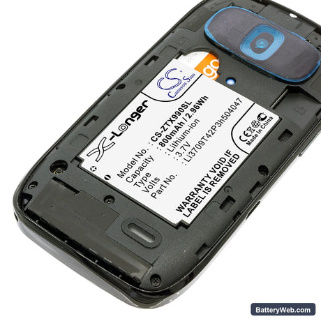 ZTE Rio Replacement Battery, 3.7V, 800mAh, Li-ion 5