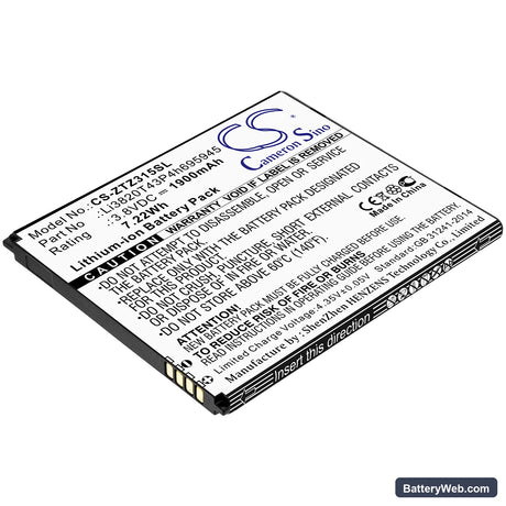 ZTE Blade Vantage 2 Replacement Battery, 3.8V, 1900mAh, Li-ion 1