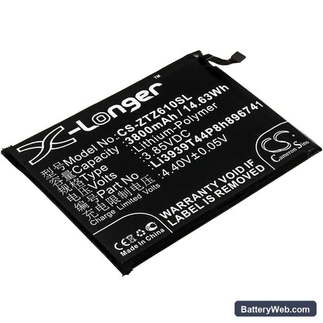 ZTE Blade Max View Replacement Battery, 3.85V, 3800mAh, Li-Polymer 1