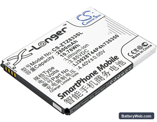 ZTE Avid Trio Replacement Battery, 3.85V, 2800mAh, Li-ion 1