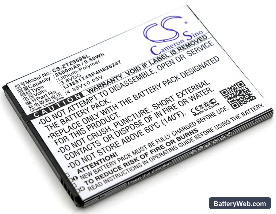 ZTE GRAND X 3 Replacement Battery, 3.8V, 2500mAh, Li-Polymer 1