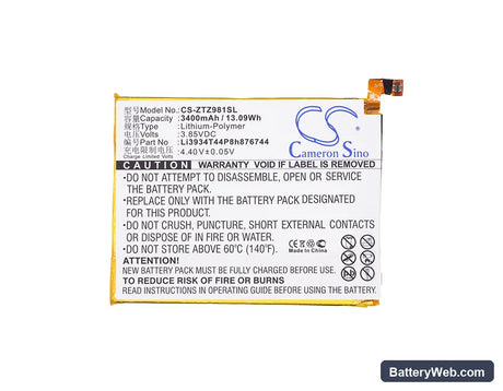 MetroPCS ZMax Pro Replacement Battery, 3.85V, 3400mAh, Li-Polymer 5