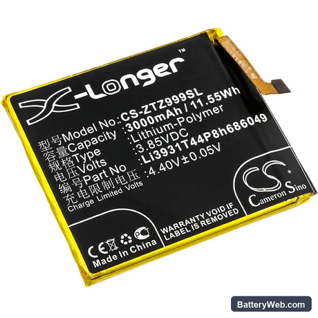 ZTE Axon M Replacement Battery, 3.85V, 3000mAh, Li-Polymer 1