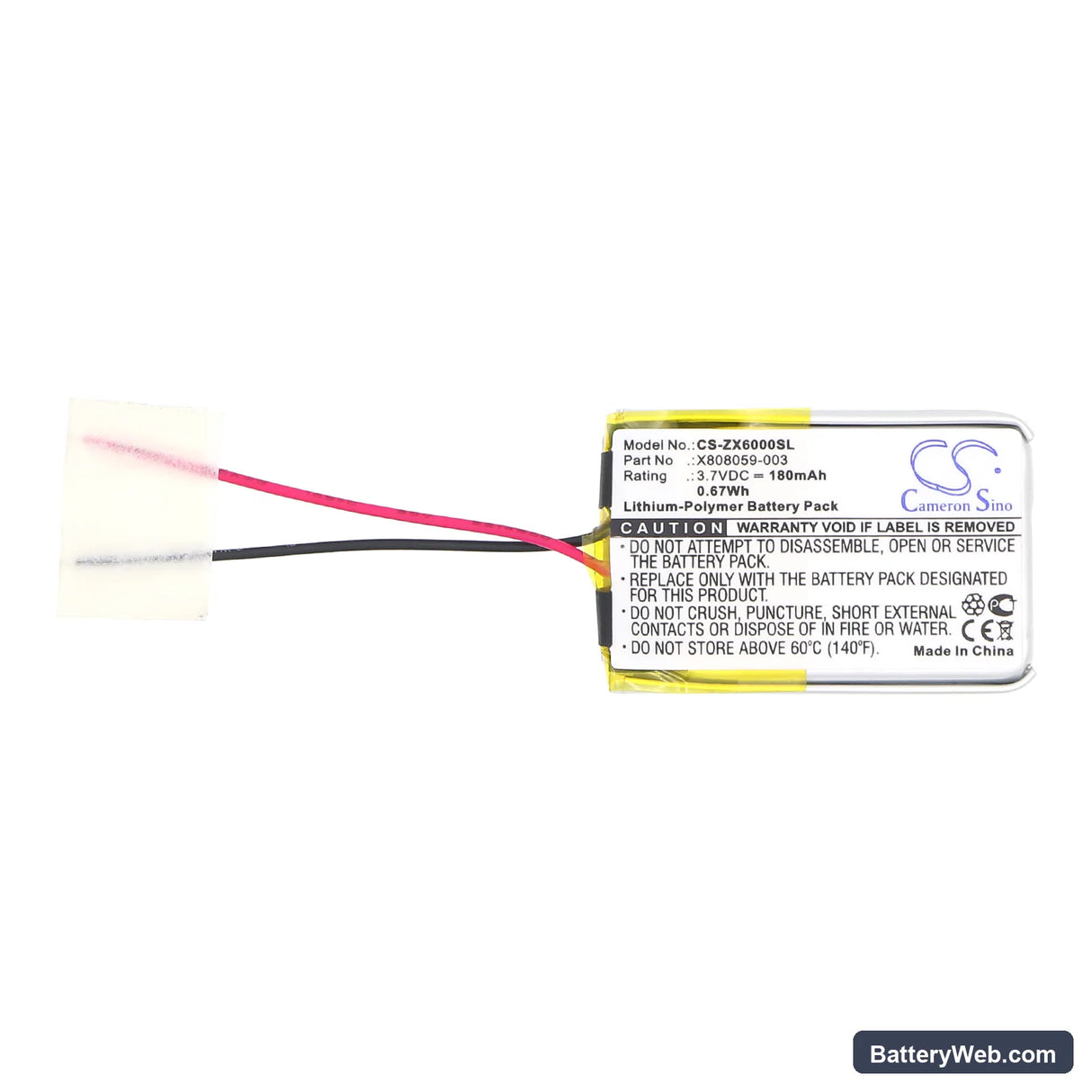 Siemens Gigaset ZX600 Replacement Battery, 3.7V, 180mAh, Li-Polymer 3