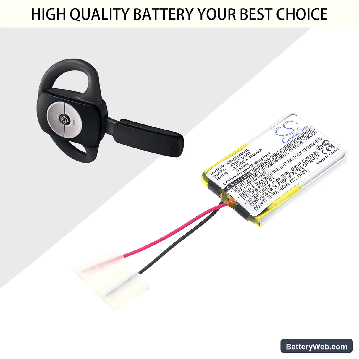 Siemens Gigaset ZX600 Replacement Battery, 3.7V, 180mAh, Li-Polymer 5