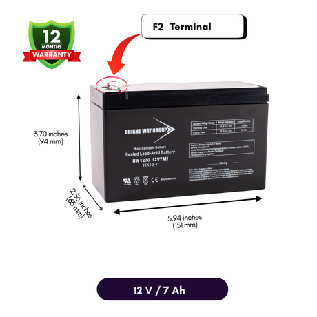 Brightway HX12-8 High Performance Replacement Battery 12V 7Ah F2