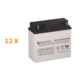 SigmasTek 12 Volt 18 Amp SLA High Performance Compatible Replacement Battery Set - 12