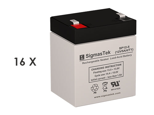 Set Of 16 - 12V 5AH SLA High Performance Replacement Battery Set