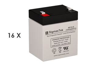 Set Of 16 - 12V 5AH SLA High Performance Replacement Battery Set