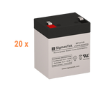 12V 5.5Ah T2 UPS High Performance Compatible Replacement Battery Set - 20