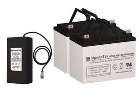 Set of 2 12V 32Ah GEL + 24V 7A Charger High Performance Replacement Battery Set